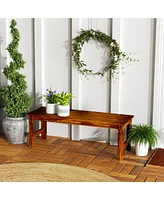 Outsunny 2-Seat Wood Garden Bench, Patio Bench w/ Slatted Seat,