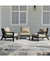 Outdoor Patio Hdpe Black Sectional Sofa with Cushions