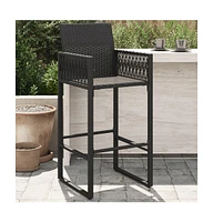 Patio Bar Stools 2 pcs Poly Rattan