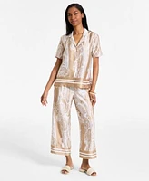 Nautica Jeans Womens Pull One Wide Leg Paisley Pants Button Front Shirt