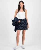 Hugo Women's Denim Chain-Logo-Print Mini Skirt