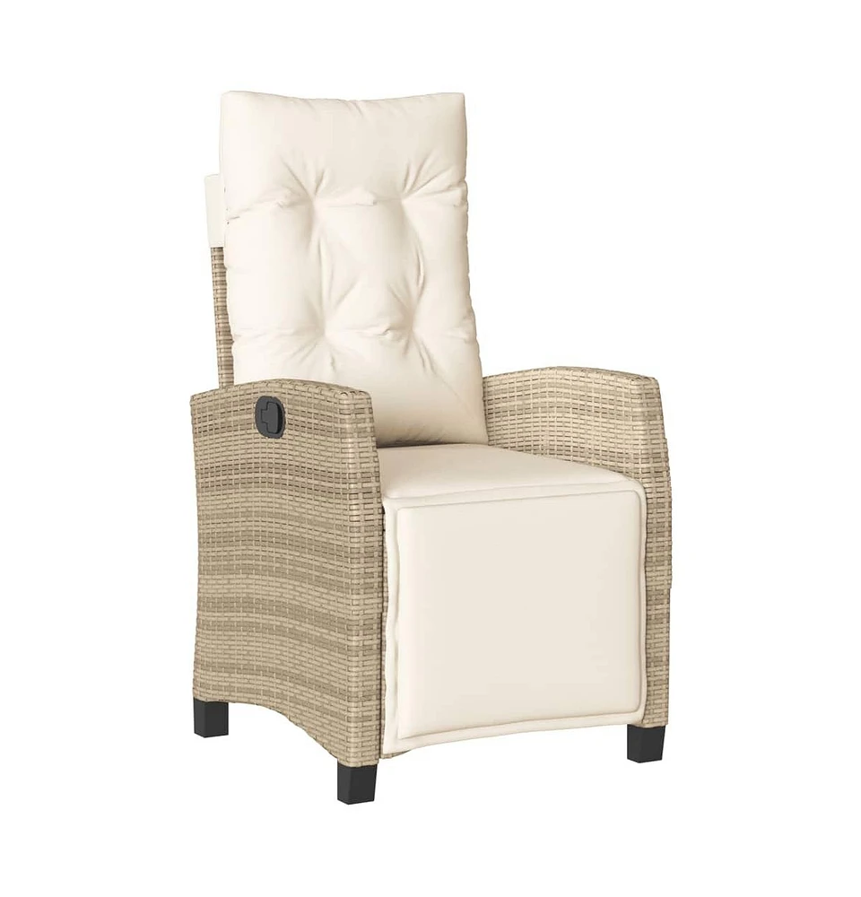 Reclining Patio Chair with Footrest Beige Poly Rattan