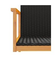 Patio Chairs 2 pcs Poly Rattan&Solid Wood