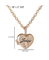 Juicy Couture Gold-Tone Crystal Heart Locket Pendant Necklace