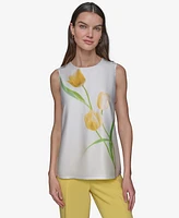 Karl Lagerfeld Paris Women's Floral-Print Sleeveless Blouse