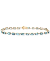 London Blue Topaz (2-1/3 ct. t.w.), Blue Topaz (1-3/4 ct. t.w.), & Diamond (1/3 ct. t.w.) Link Bracelet in 14k Gold