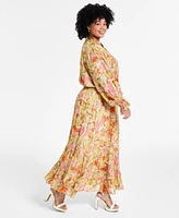 Vince Camuto Plus Smocked-Waist Floral Maxi Dress