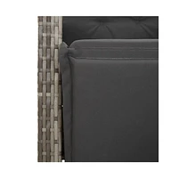 Reclining Patio Chair with Footrest Gray Poly Rattan