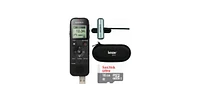 Sony Digital Voice Recorder with 16GB Card, Microphone, and Case Bundle