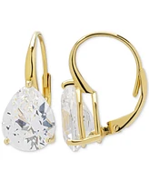 Macy's Lab Grown White Sapphire (5 ct. t.w.) Pear Drop Earrings in 14k Gold Over Sterling Silver