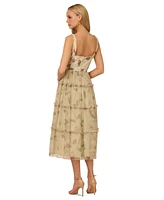 Adrianna by Papell Women's Printed Tiered Sleeveless Midi Dress