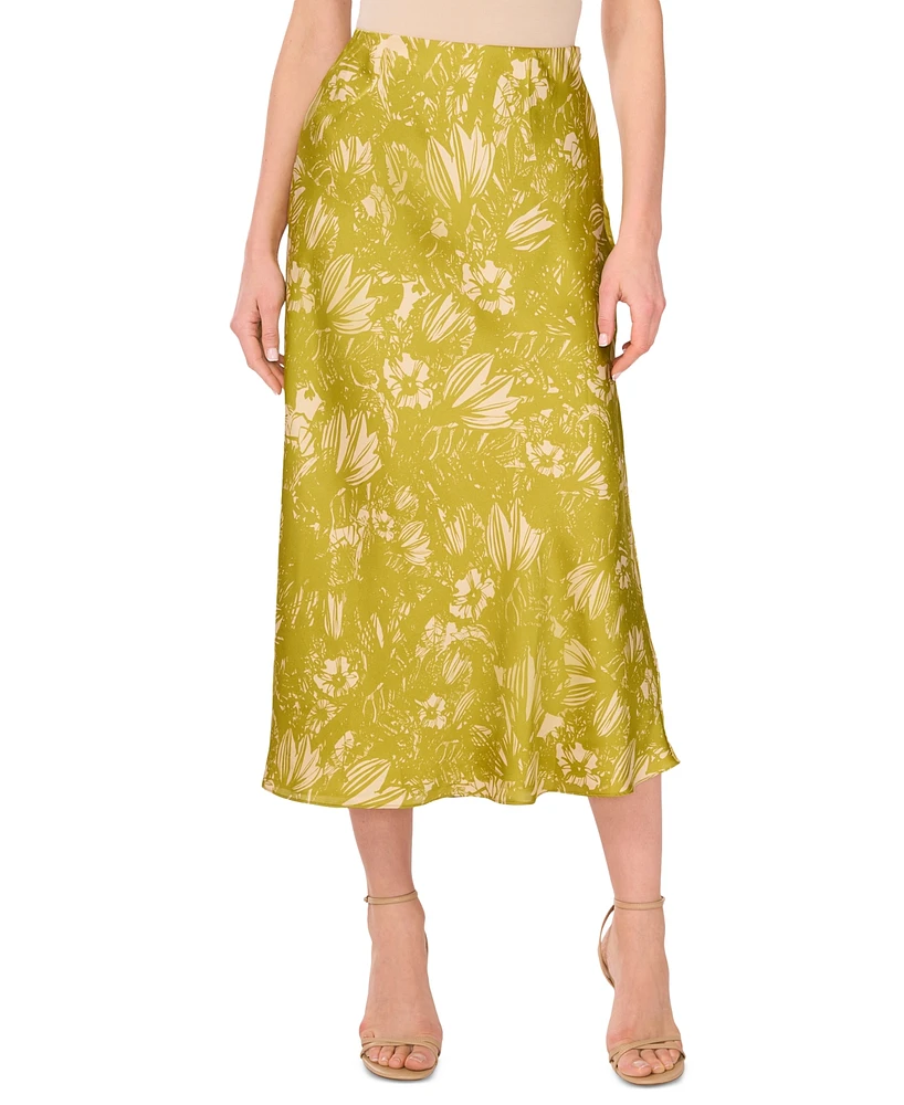 Vince Camuto Women's Printed Bias Satin Midi Skirt