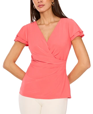 Vince Camuto Women's Surplice Flutter-Sleeve Top