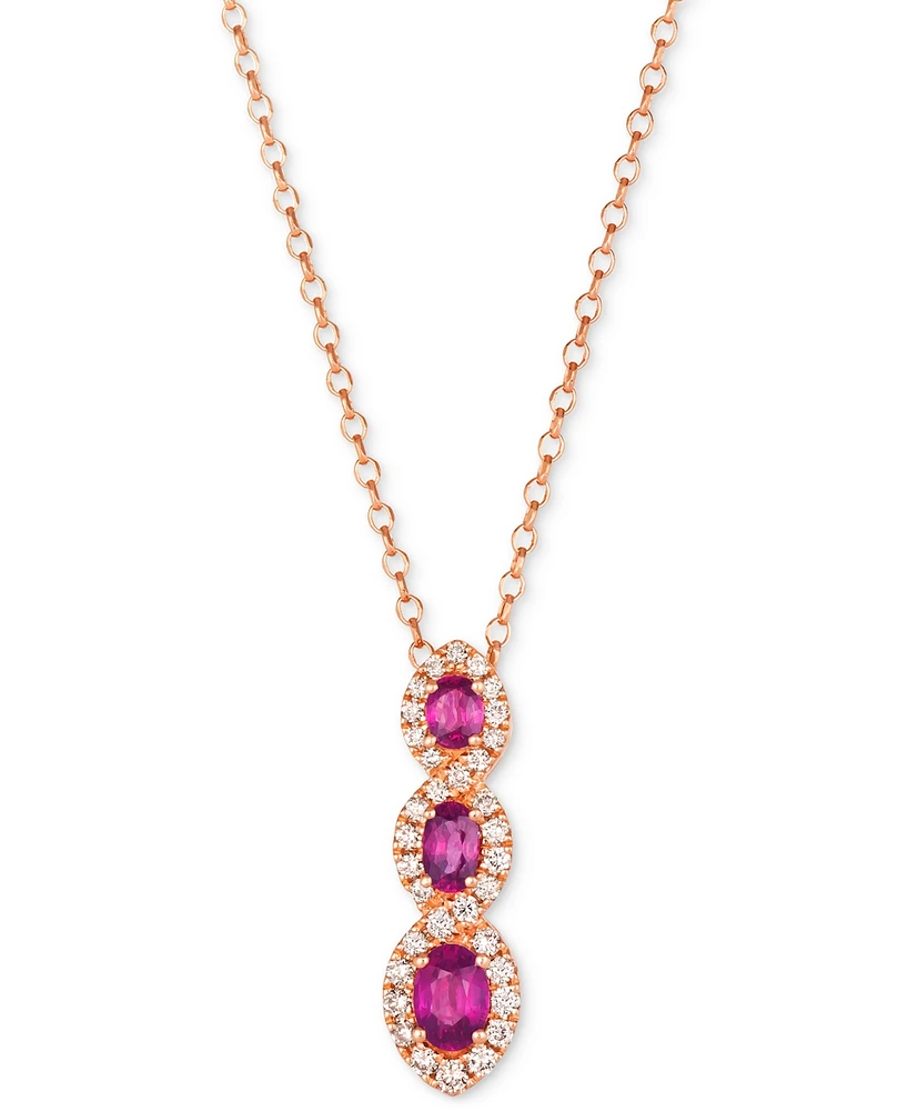 Le Vian Ruby (1 ct. t.w.) & Nude Diamond (3/8 ct. t.w.) Pendant 18" Necklace in 14 Strawberry Gold