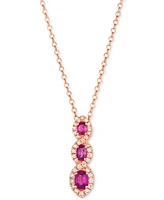 Le Vian Ruby (1 ct. t.w.) & Nude Diamond (3/8 ct. t.w.) Pendant 18" Necklace in 14 Strawberry Gold