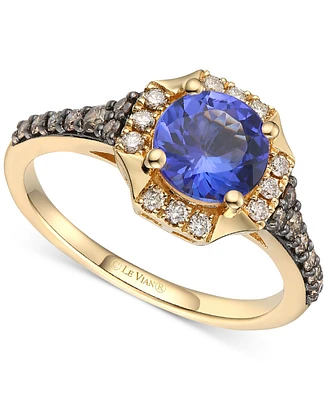 Le Vian Tanzanite (1-1/5 ct. t.w.), Nude Diamond (1/8 ct. t.w.) & Chocolate Diamonds (1/4 ct. t.w.) Halo Ring in 14k Honey Gold