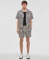 Mode of One Men's Mixed Check Relaxed-Fit Printed Button-Down Camp Shirt, Exclusively at Macy's