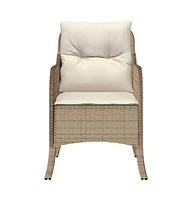 Patio Chairs with Cushions pcs Beige Poly Rattan