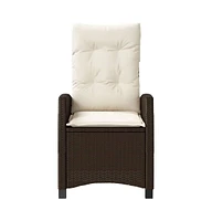Reclining Patio Chairs 2 pcs with Cushions Brown Poly Rattan
