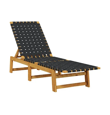 Sun Lounger Solid Wood Acacia and Fabric