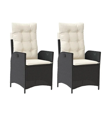 Reclining Patio Chairs 2 pcs with Cushions Poly Rattan