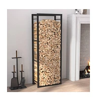 Firewood Rack Matt Black 19.7"x11"x52" Steel