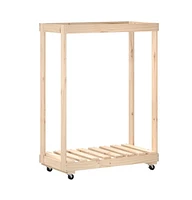 Log Holder with Wheels 30.1"x15.7"x42.5" Solid Wood Pine
