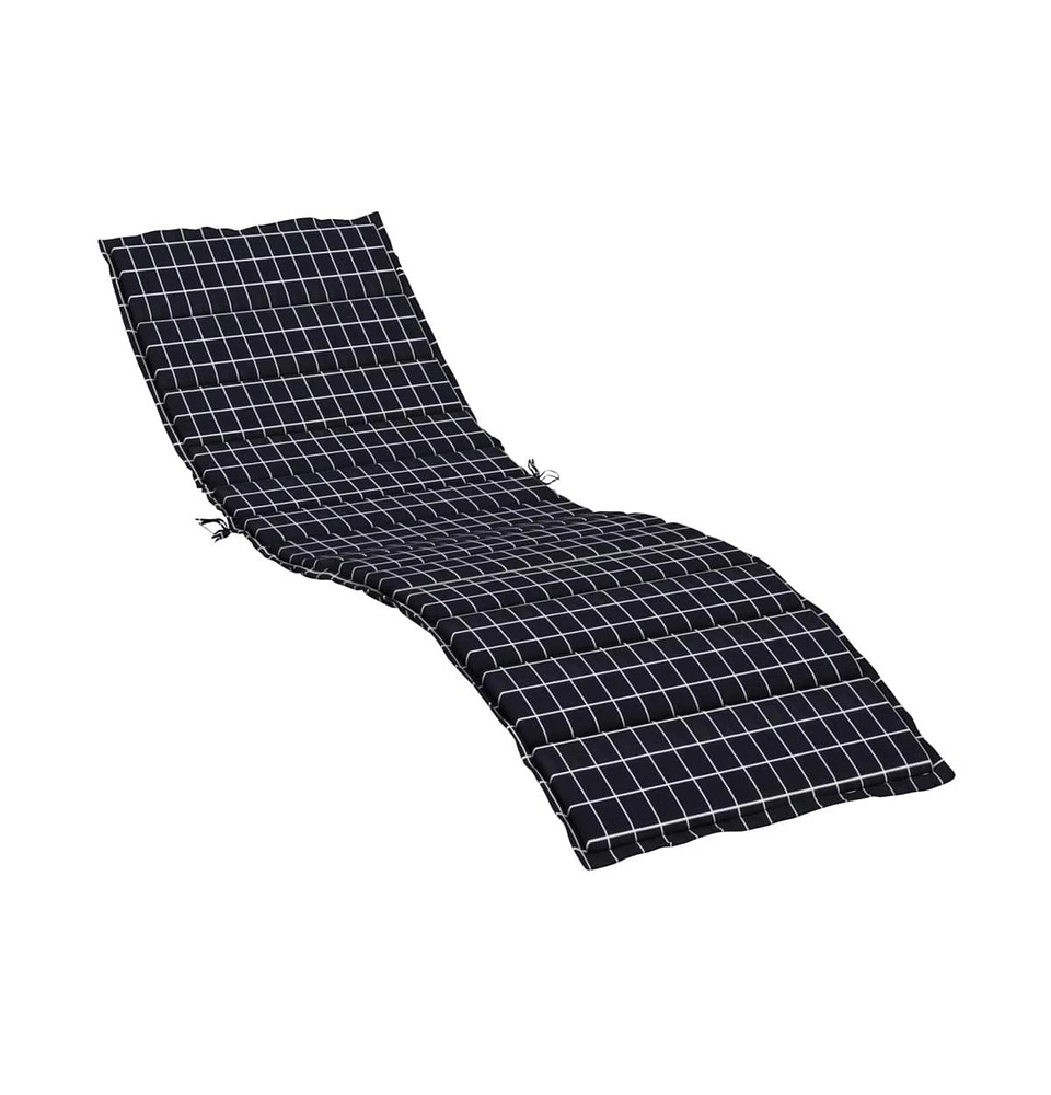 Sun Lounger Cushion Black Check Pattern Oxford Fabric