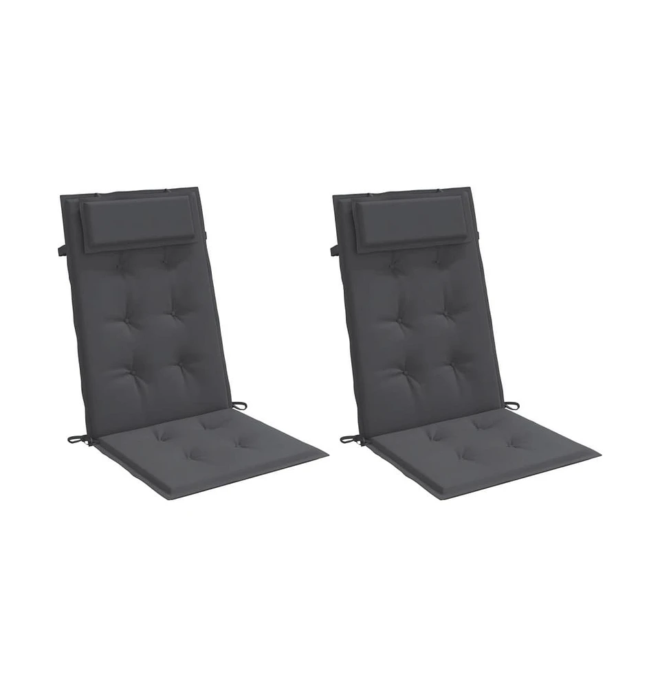 vidaXL Highback Chair Cushions 2 pcs Anthracite Oxford Fabric