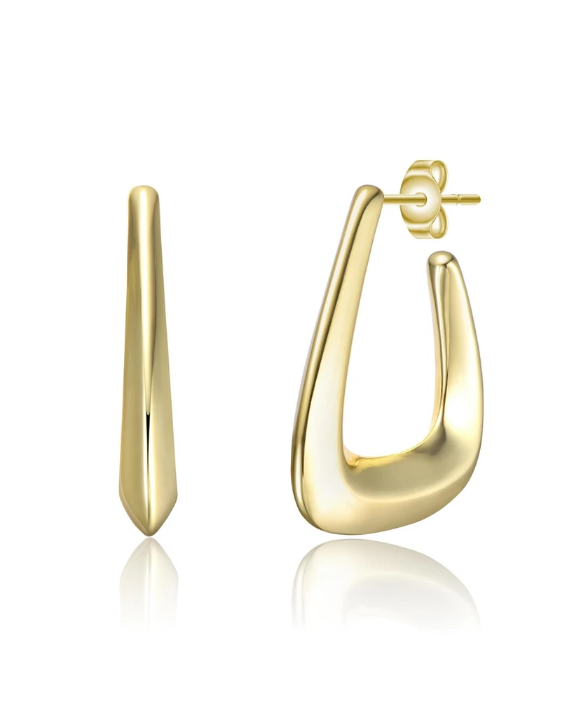 Irregular Box-Shaped Hoop Earrings White Gold Plated or 14K