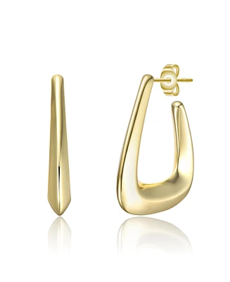 Irregular Box-Shaped Hoop Earrings White Gold Plated or 14K
