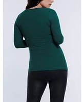 Motherhood Maternity Square Neck Rib Knit Long Sleeve Tee