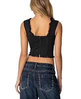 Edikted Womens Button Front Lacey Corset