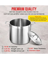 Bakken- Swiss Stockpot – 16 Quart – Brushed Stainless Steel – Heavy Duty Induction Pot with Lid and Riveted Handles – For