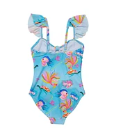 Snapper Rock Little Girls Kaleido Fish Sustainable Frill Swimsuit