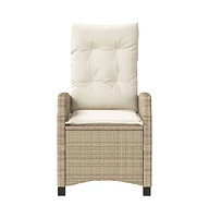Reclining Patio Chairs 2 pcs with Cushions Beige Poly Rattan