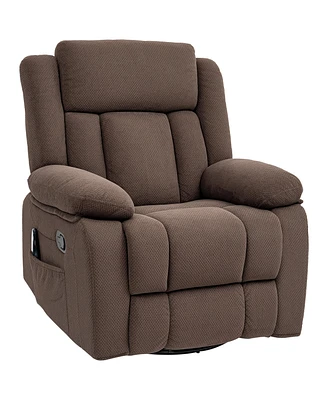 Homcom Massage Recliner Chair with Heat, Swivel Rocker with Footrest,