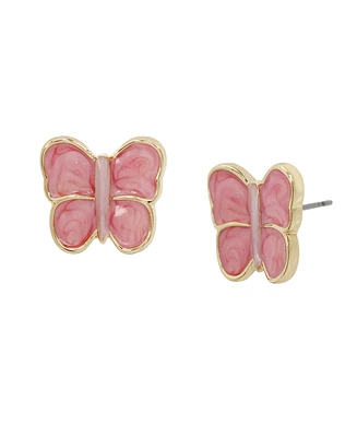 Betsey Johnson Pink Sweetheart Butterfly Stud Earrings