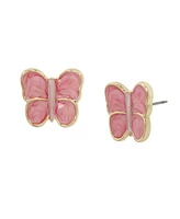 Betsey Johnson Pink Sweetheart Butterfly Stud Earrings