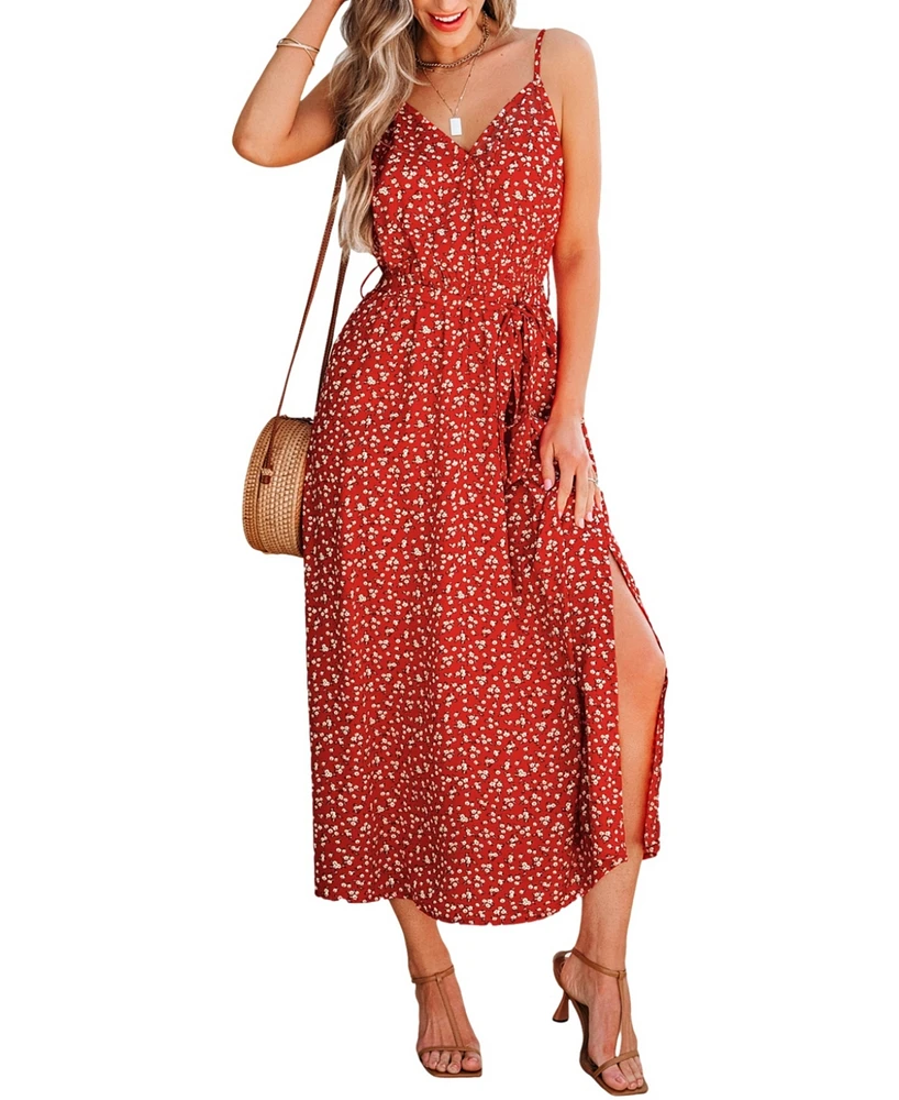 Cupshe Women's Ditsy Floral Surplice Neck Midi Beach Dress