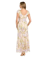 R & M Richards Women's Embroidered Empire-Waist Gown