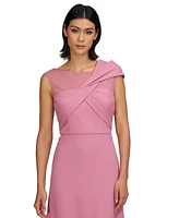 Js Collections Women's Jordyn Twisted-Bodice Illusion-Neck Gown