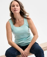 Style & Co Plus Cotton Square-Neck Tank Top, Exclusively at Macy's