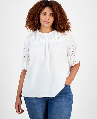 Style & Co Plus Short-Sleeve Blouse, Exclusively at Macy's