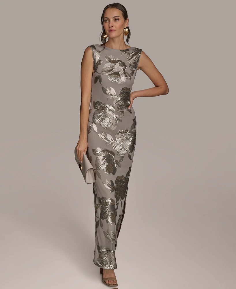 Donna Karan New York Women's Floral-Sequined Gown