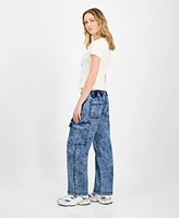 Madden Girl Juniors' Wide-Leg Cargo Skater Jeans