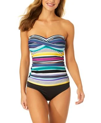 Anne Cole Womens Striped Bandeau Tankini Top Bottoms