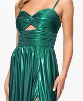 Blondie Nites Juniors' Metallic Twist-Front Gown