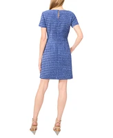 CeCe Women's Button Tweed Mini Dress