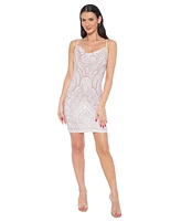Bebe Women's Spaghetii Strap Glitter Slinky Dress
